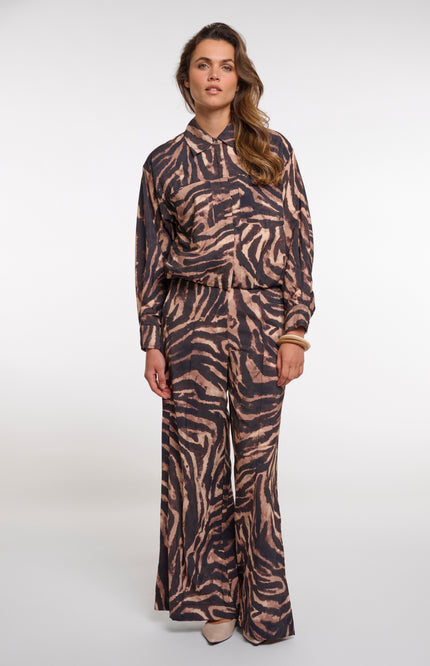 Rino & Pelle Broek Darja Brown Zebra Stretchshop.nl