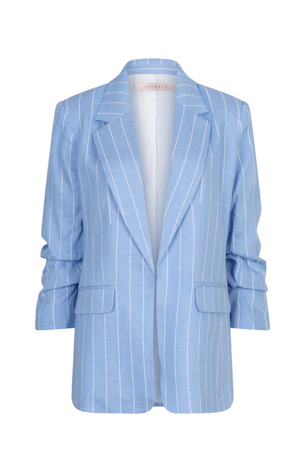 EsQualo Blazer Linen Stripe Pacific Blue SP26.17005 Stretchshop.nl