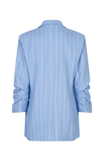 EsQualo Blazer Linen Stripe Pacific Blue SP26.17005 Stretchshop.nl