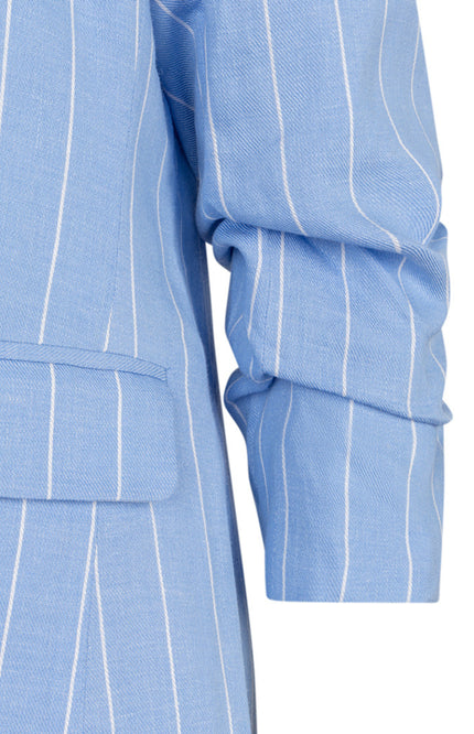 EsQualo Blazer Linen Stripe Pacific Blue SP26.17005 Stretchshop.nl