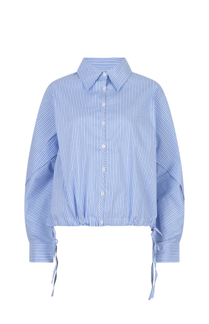 EsQualo Blouse Striped Cropped Batwing Blue White SP26.28002 Stretchshop.nl