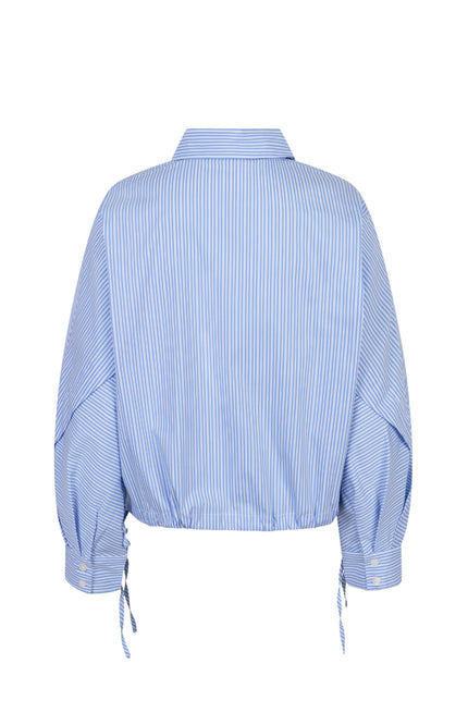 EsQualo Blouse Striped Cropped Batwing Blue White SP26.28002 Stretchshop.nl