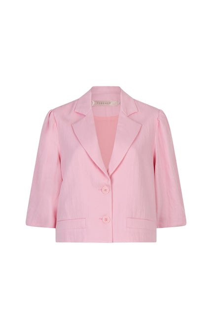 EsQualo Blazer Twill Cropped Puff Sleeve Romance Rose SP26.10047 Stretchshop.nl