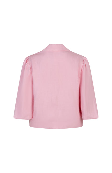 EsQualo Blazer Twill Cropped Puff Sleeve Romance Rose SP26.10047 Stretchshop.nl