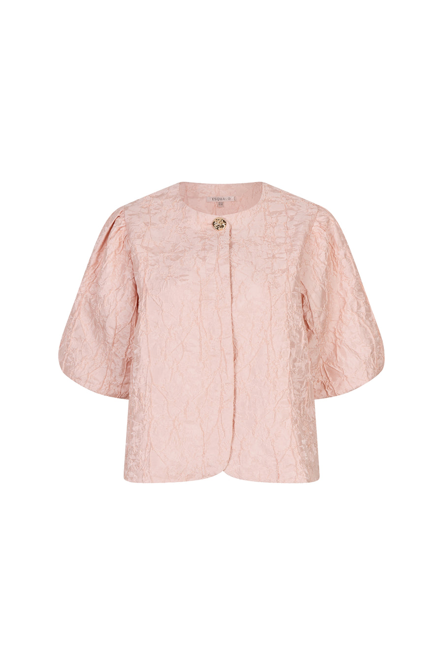 EsQualo Top Balloon Jacquard Faded Rose met bloemendessin en ronde hals, gemaakt van zachte, ademende stof.