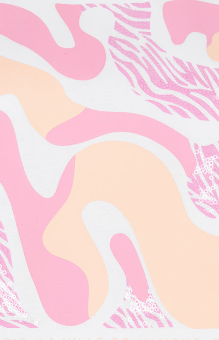 EsQualo T-shirt Paris Offwhite Rose SP26.05014 Stretchshop.nl