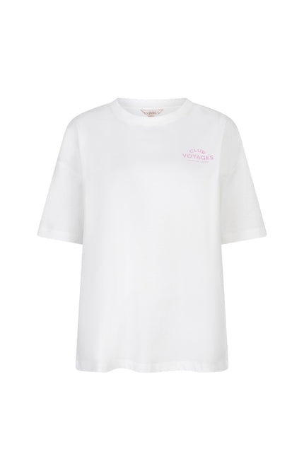 EsQualo T-shirt Voyages Offwhite Rose SP26.05015 Stretchshop.nl