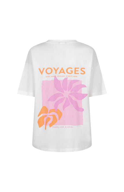 EsQualo T-shirt Voyages Offwhite Rose SP26.05015 Stretchshop.nl