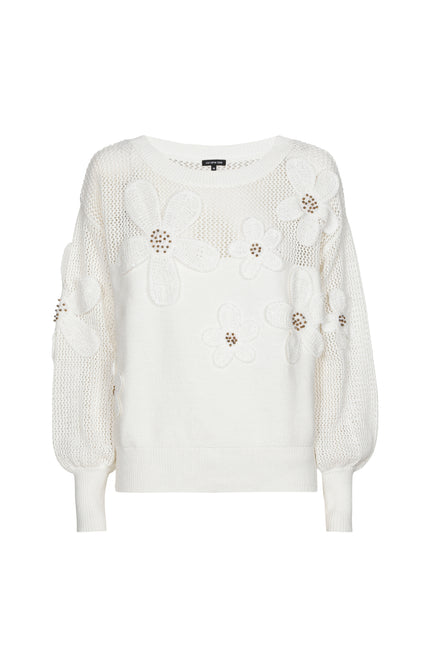 Trui Bloemapplicaties Offwhite 1292-91