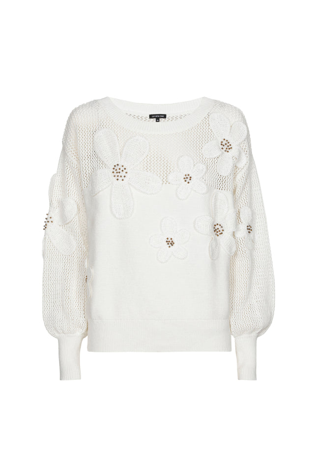 Trui Bloemapplicaties Offwhite 1292-91