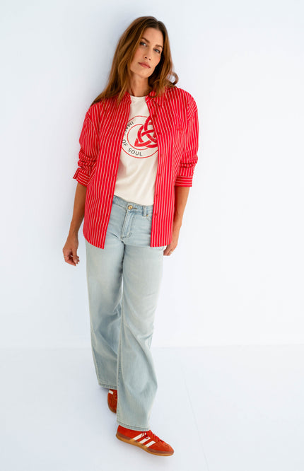 Maicazz Blouse Sotti Offwhite Red Stretchshop.nl