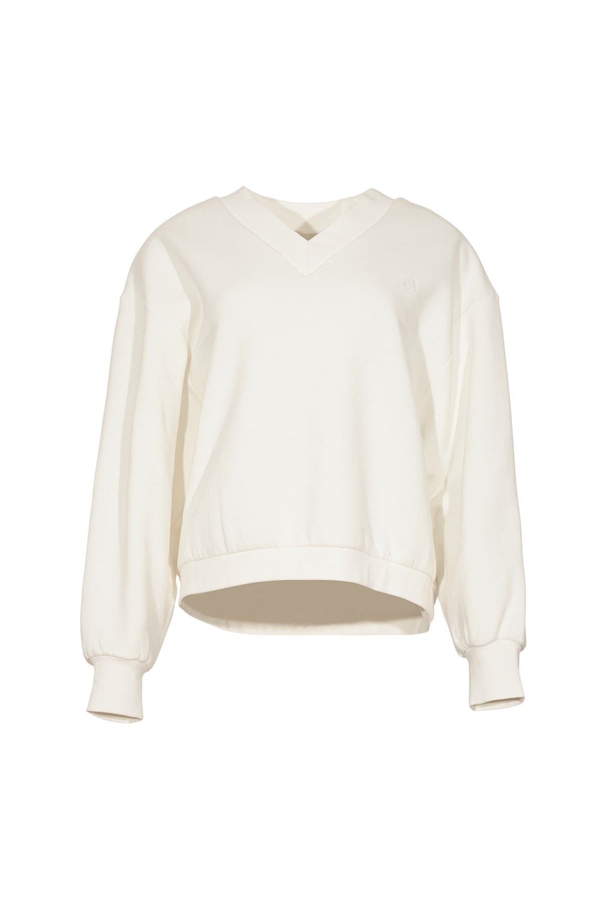 Offwhite sweater Sarai van Maicazz & Zizo, close-up van zachte brei met ronde hals en relaxte pasvorm.