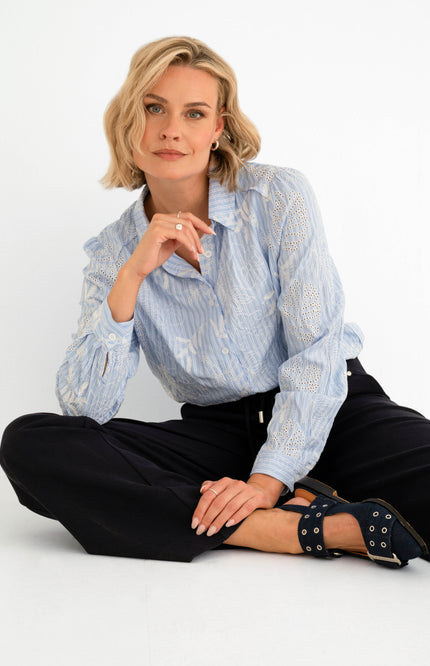 Maicazz Blouse Saigon Blue Stripe Stretchshop.nl