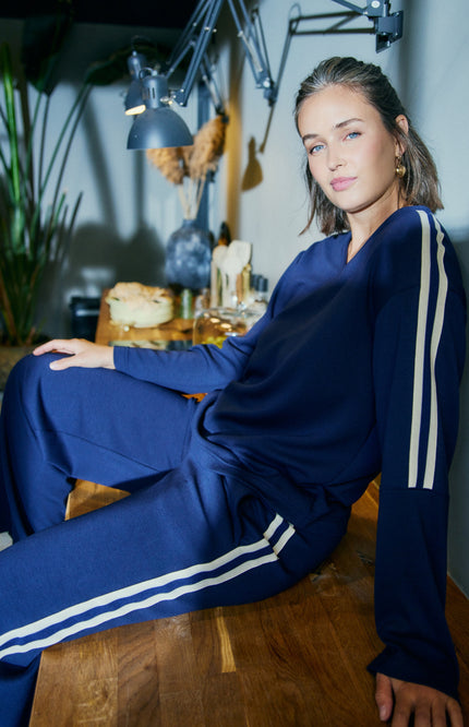 Broek Fqlucinda Navy Blazer Star Offwhite 207444