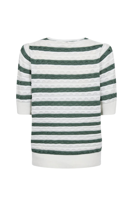 Freequent Trui Fqdodo Stripe Star Offwhite Dark Forest 207671 Stretchshop.nl