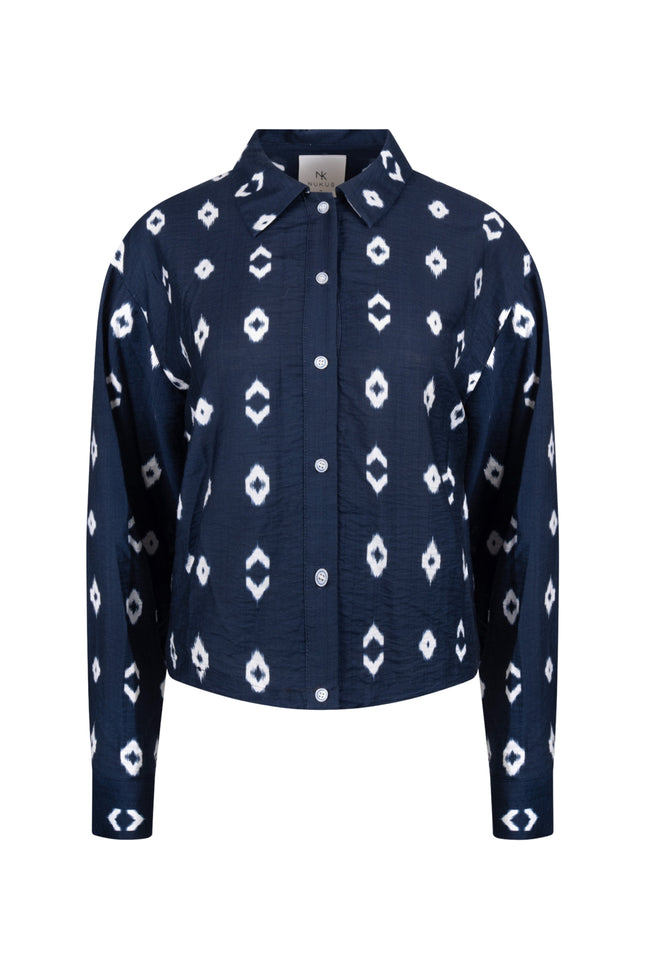 Nukus Blouse Newport Navy NKS02141 Stretchshop.nl