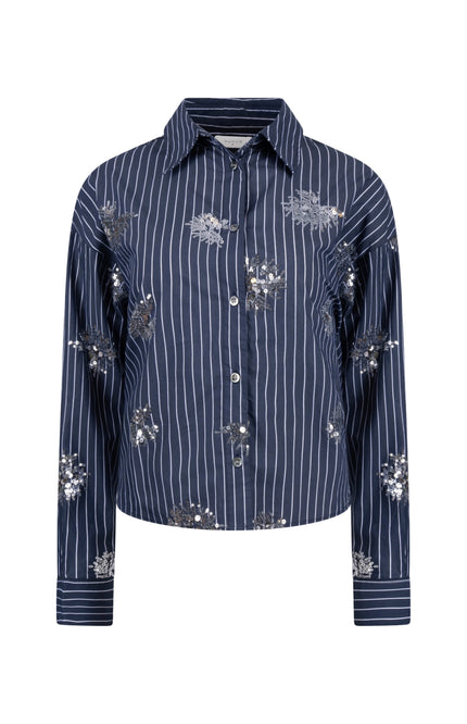 Nukus Blouse Tessa Paillet Navy NKS02151 Stretchshop.nl