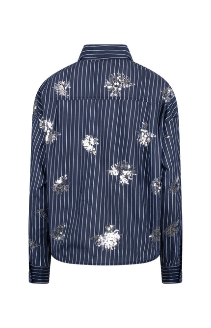 Nukus Blouse Tessa Paillet Navy NKS02151 Stretchshop.nl