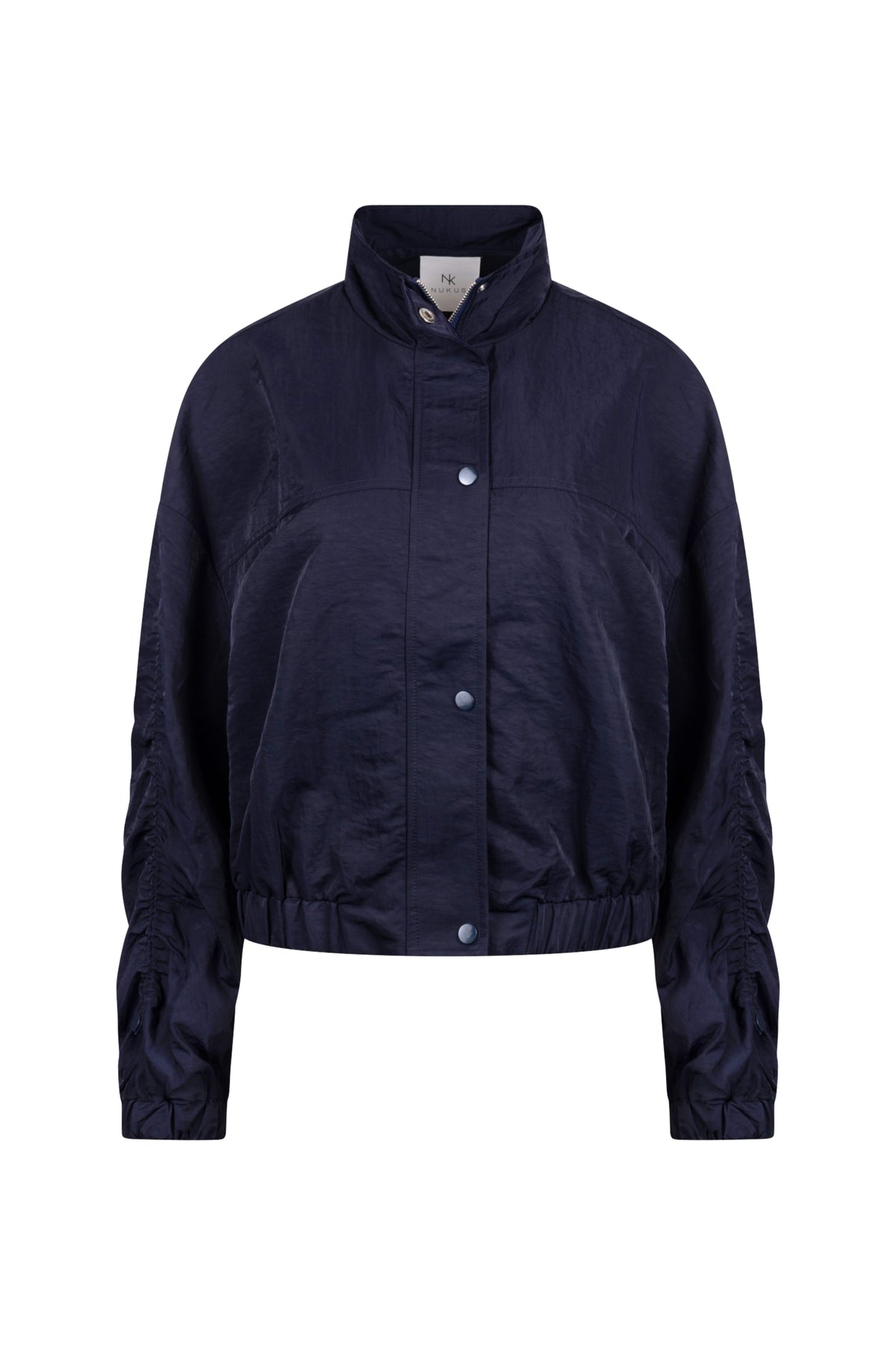 Nukus Jaimy navy winterjas voor dames met capuchon en ritssluiting, zichtbaar op de afbeelding.