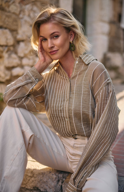 Blouse Nelly Stripe Army NKS02133