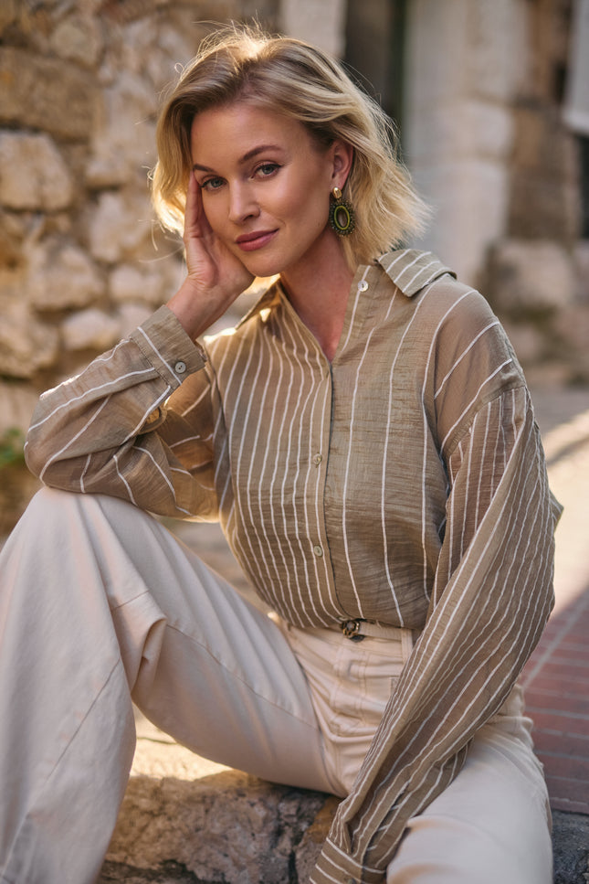 Blouse Nelly Stripe Army NKS02133