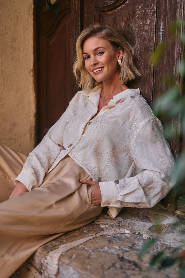 Blouse Adora Embroidery Offwhite NKS02167