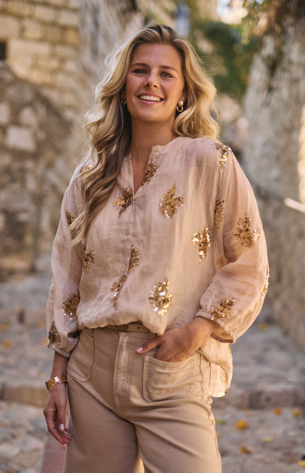 Blouse Lynn Paillet Sand Gold NKS02175