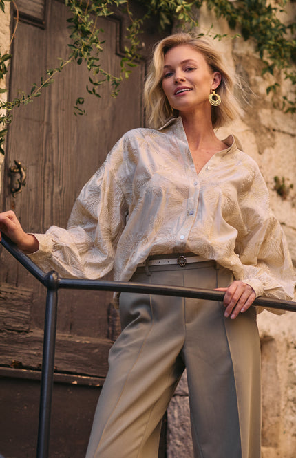 Blouse Nola Embroidery Offwhite Gold NKS02181