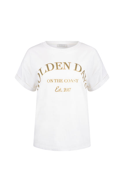 Nukus T-shirt Sanne Golden Days Offwhite Army NKS04023 Stretchshop.nl