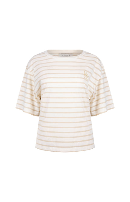 T-shirt Saartje Stripe Offwhite Gold NKS04030