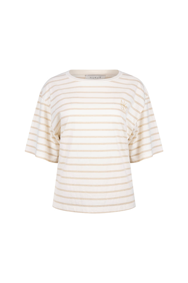 T-shirt Saartje Stripe Offwhite Gold NKS04030