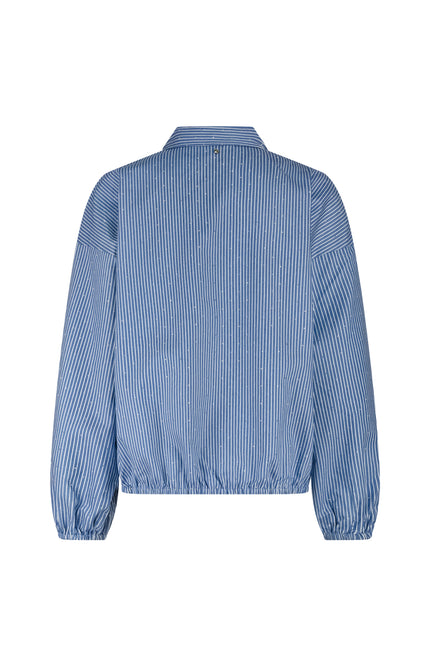 Tramontana Blouse Striped Rhinestones Mid Blue C02-19-301 1 Stretchshop.nl