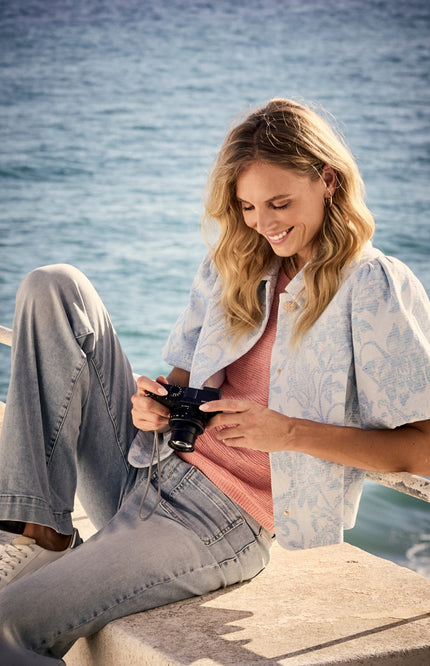 Tramontana Jacket Denim Jacquard Light Blue Denim C10-19-801 2 Stretchshop.nl