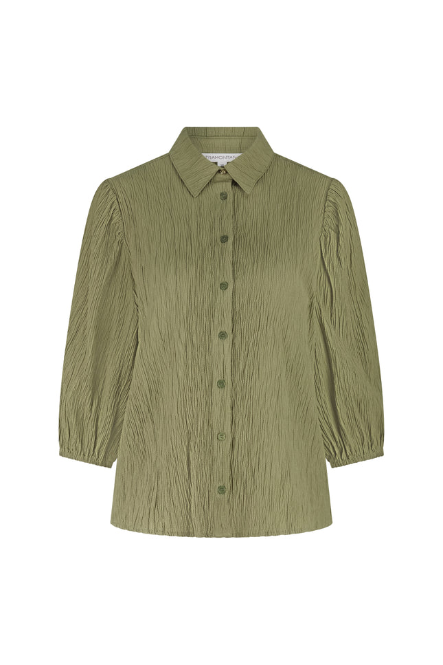 Tramontana Blouse Creased Puff Sleeve Aloe C30-19-301 2 Stretchshop.nl