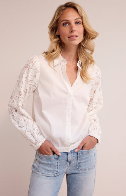 Blouse Fancy Lace Sleeves Offwhite C35-19-301 1