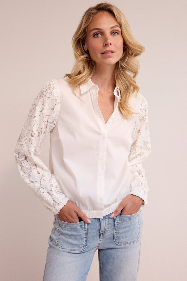 Blouse Fancy Lace Sleeves Offwhite C35-19-301 1