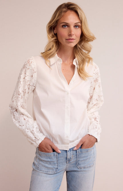 Blouse Fancy Lace Sleeves Offwhite C35-19-301 1
