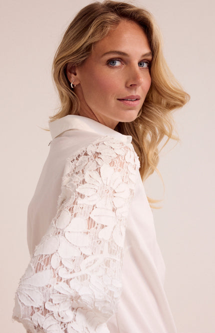 Blouse Fancy Lace Sleeves Offwhite C35-19-301 1