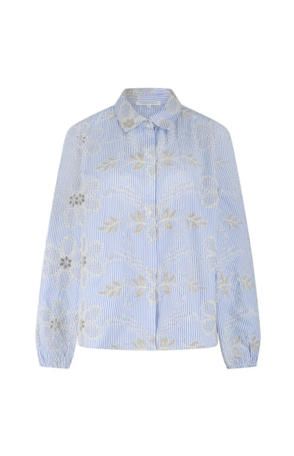 Blouse Flower Embroidery Breezy Blue C41-19-301 1