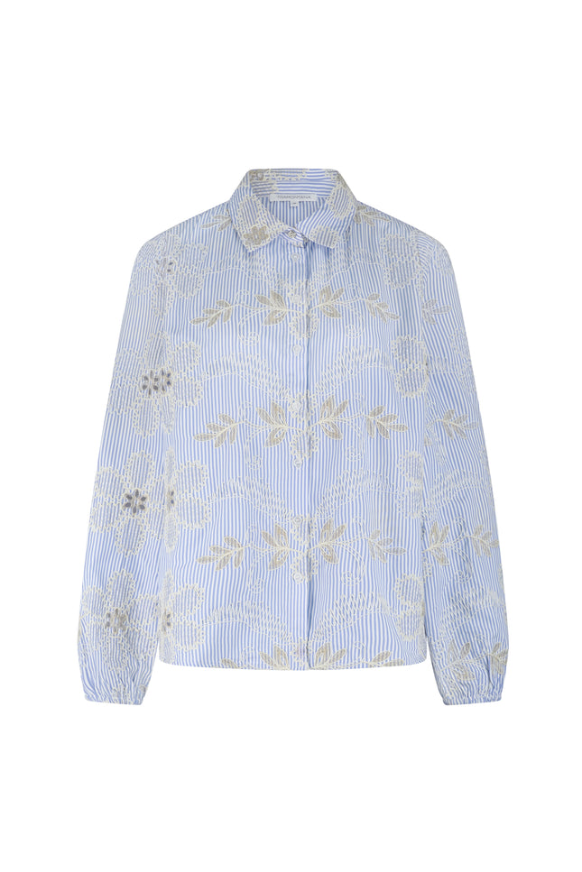 Blouse Flower Embroidery Breezy Blue C41-19-301 1