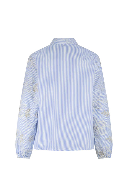 Blouse Flower Embroidery Breezy Blue C41-19-301 1