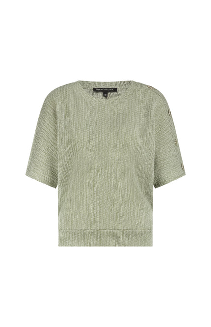 Tramontana Top Crinkled Button Detail Aloe Melange E02-19-401 2 Stretchshop.nl