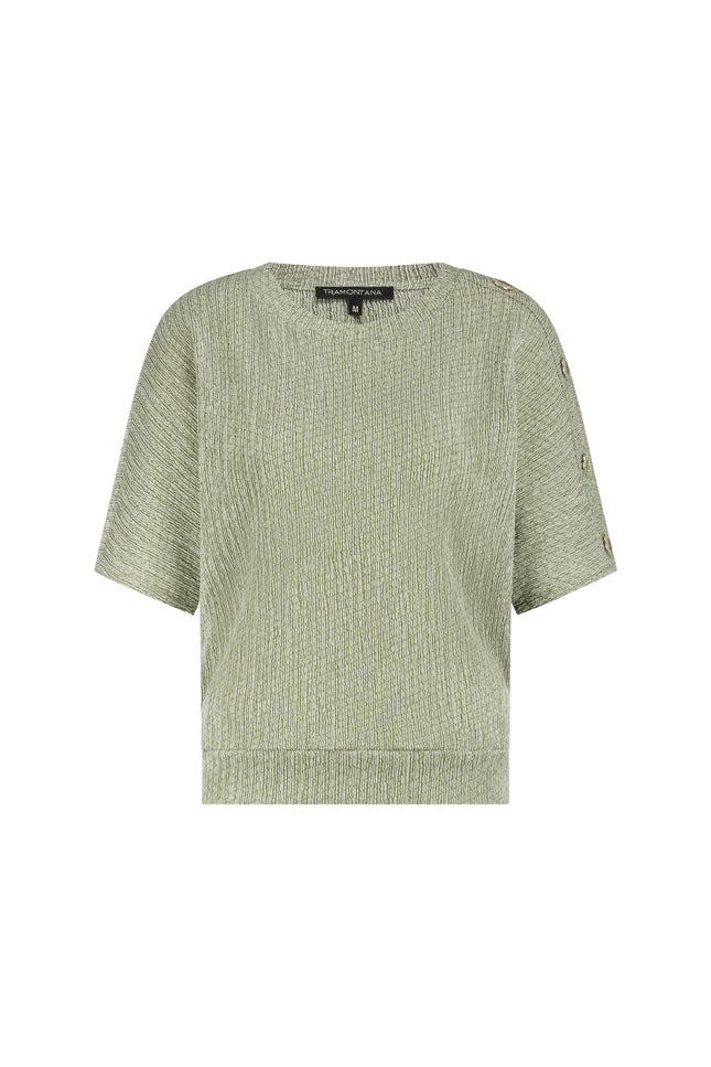 Tramontana Top Crinkled Button Detail Aloe Melange E02-19-401 2 Stretchshop.nl