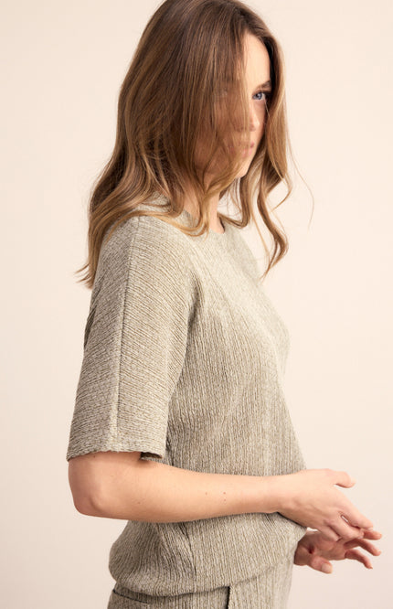 Tramontana Top Crinkled Button Detail Aloe Melange E02-19-401 2 Stretchshop.nl