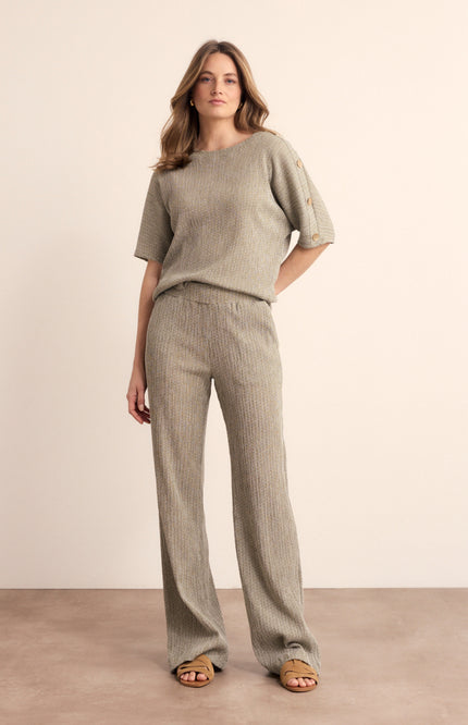 Tramontana Top Crinkled Button Detail Aloe Melange E02-19-401 2 Stretchshop.nl