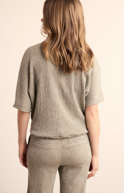 Tramontana Top Crinkled Button Detail Aloe Melange E02-19-401 2 Stretchshop.nl
