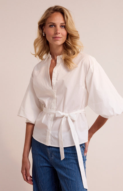 Blouse Poplin Bow Detail Offwhite O02-19-301 1