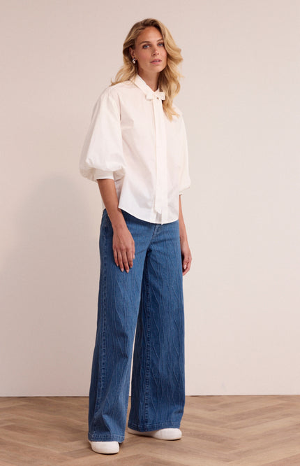 Blouse Poplin Bow Detail Offwhite O02-19-301 1