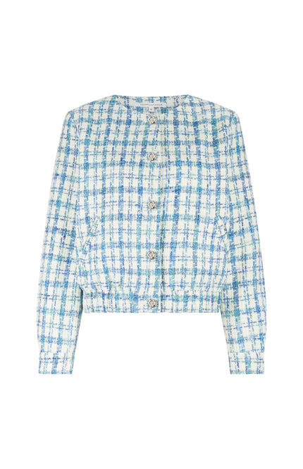 Jacket Round-Neck Tweed Blue Melange Q02-19-802 1