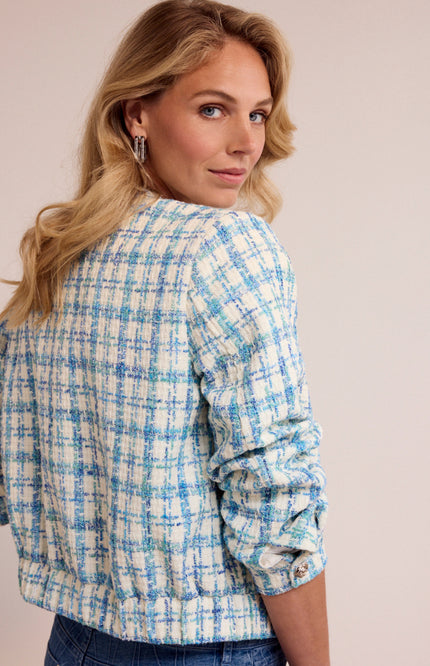 Jacket Round-Neck Tweed Blue Melange Q02-19-802 1